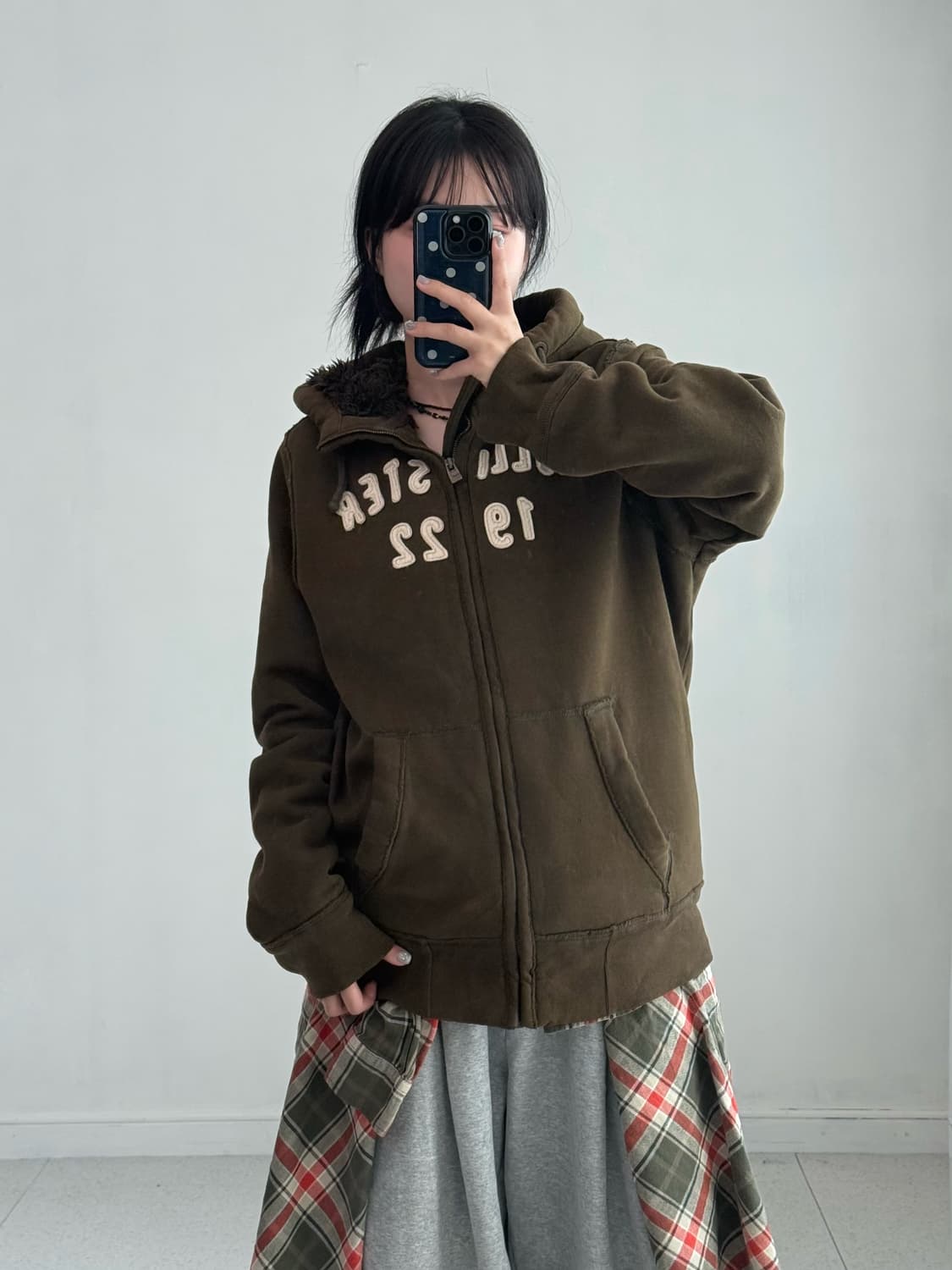 홀리스터 보아털 카키 후드집업 상품이미지1
