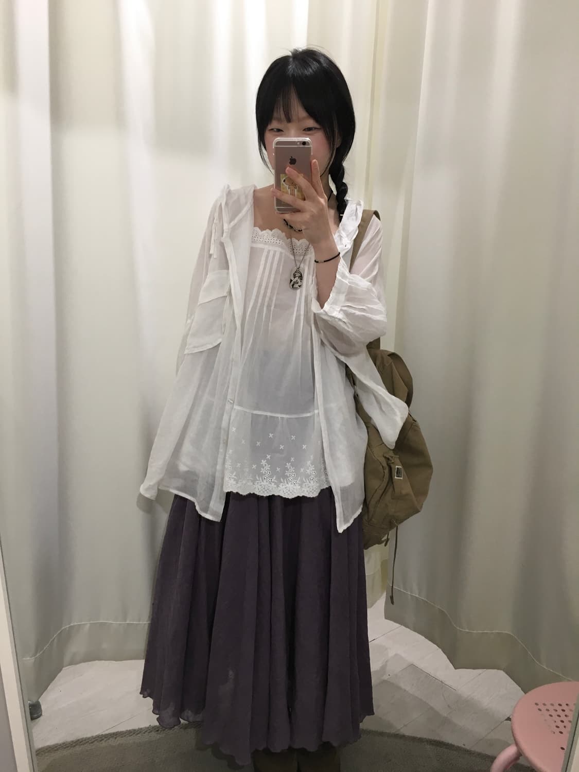 모리걸 아사면 연보라 스커트 상품이미지2