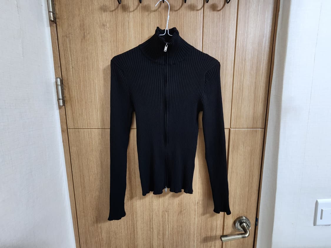 (M)여성 무신사스탠다드 리브드 슬림 하이넥 니트 집업 상품이미지2