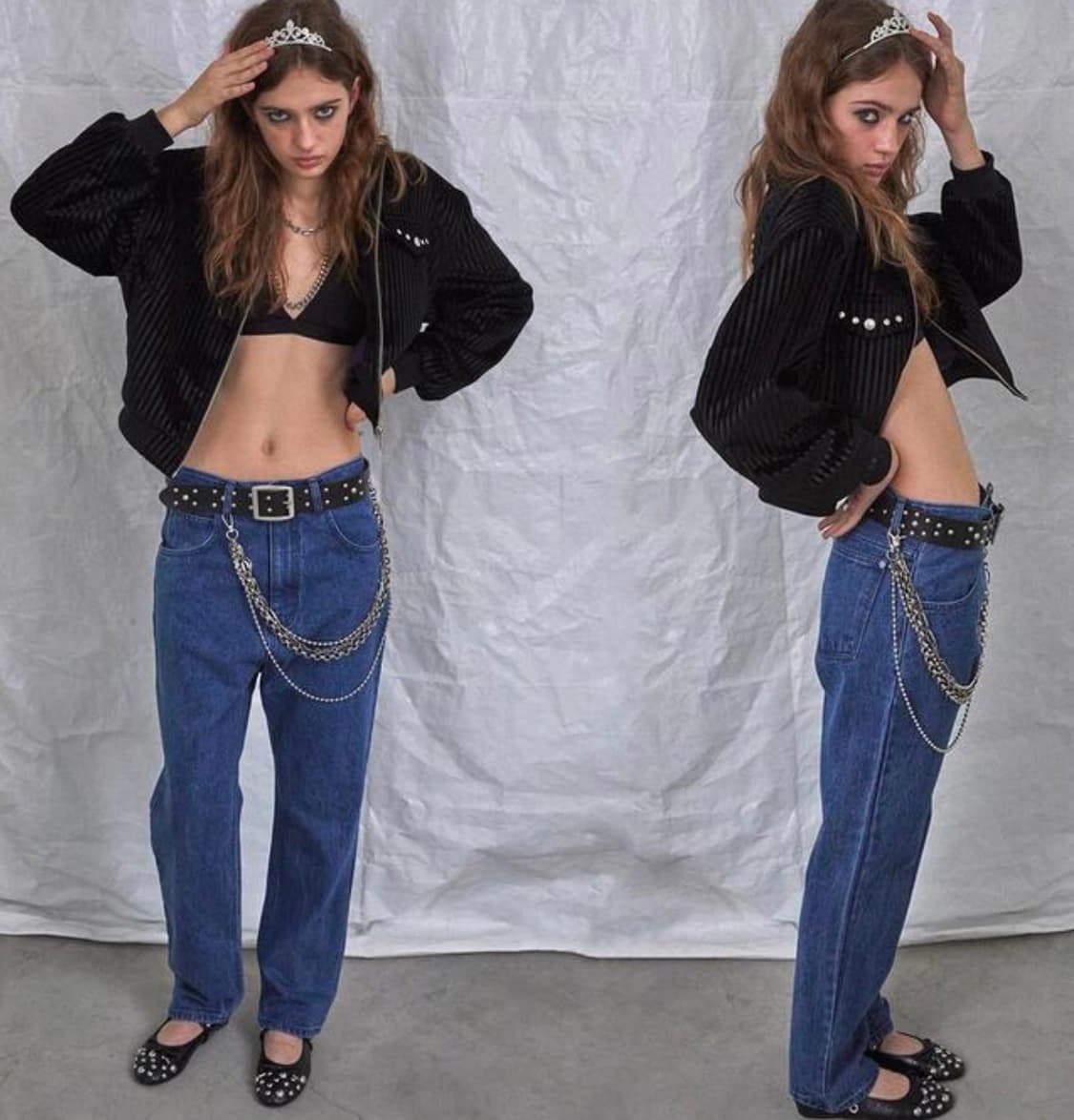 데어드 스트라이프 벨벳 블루종 상품이미지4