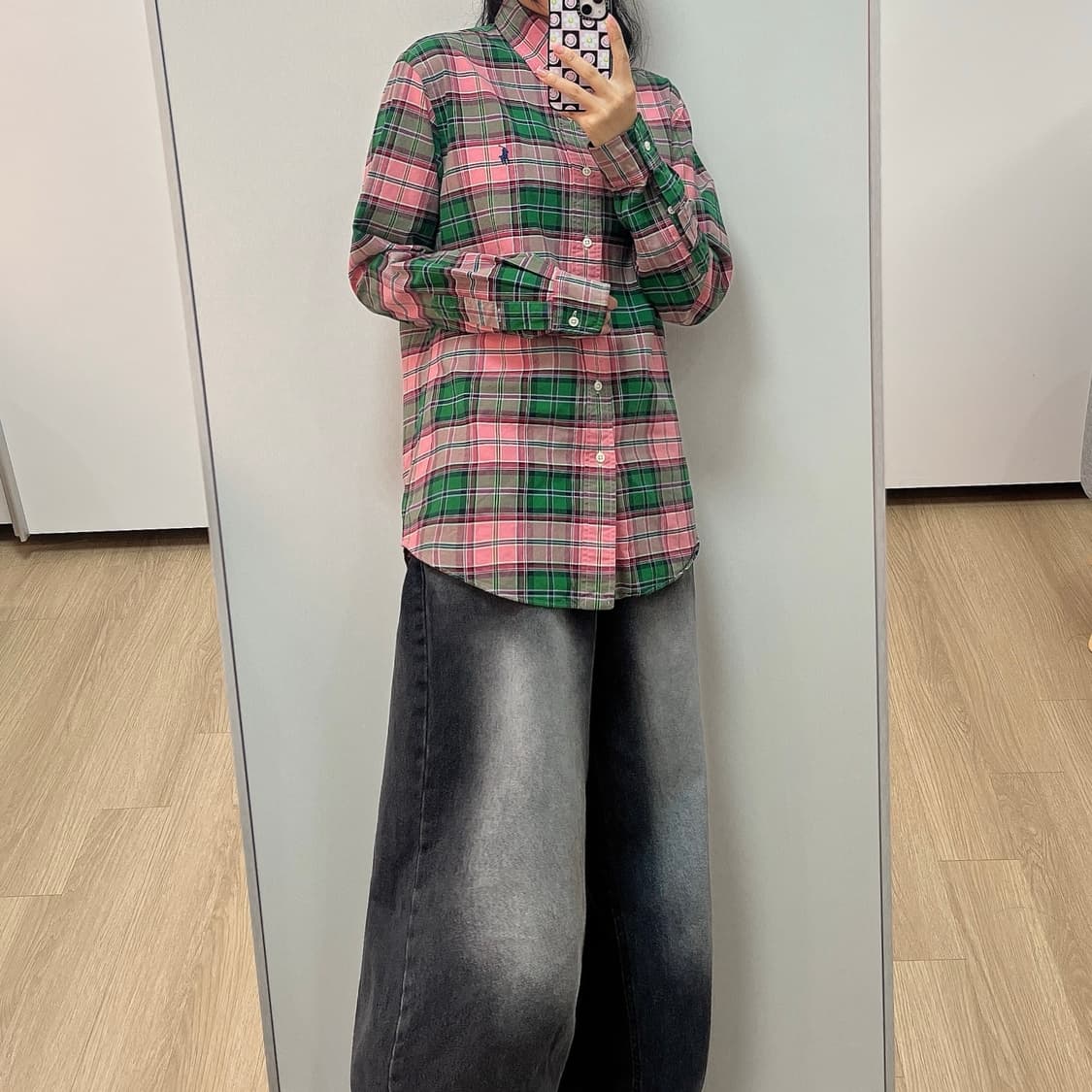 폴로 랄프로렌 자수포니 타탄체크 핑크 셔츠 남방 상품이미지2