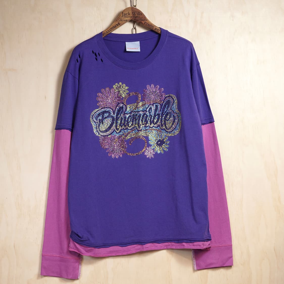 블루마블 라인스톤 롱 슬리브 티셔츠 상품이미지1