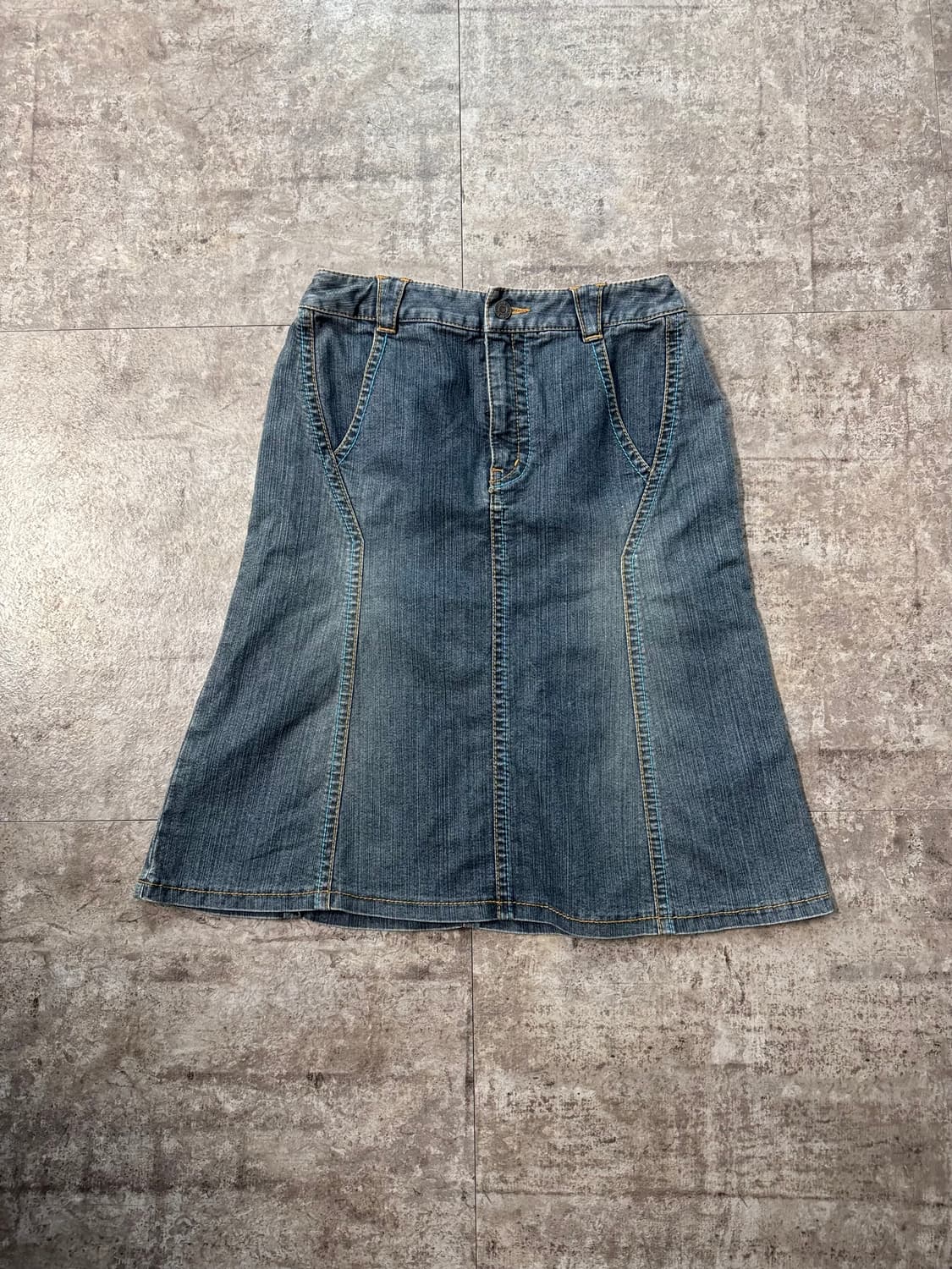 멀티 컬러 울 니트 스티치 데님 스커트 2pcs SET 상품이미지9