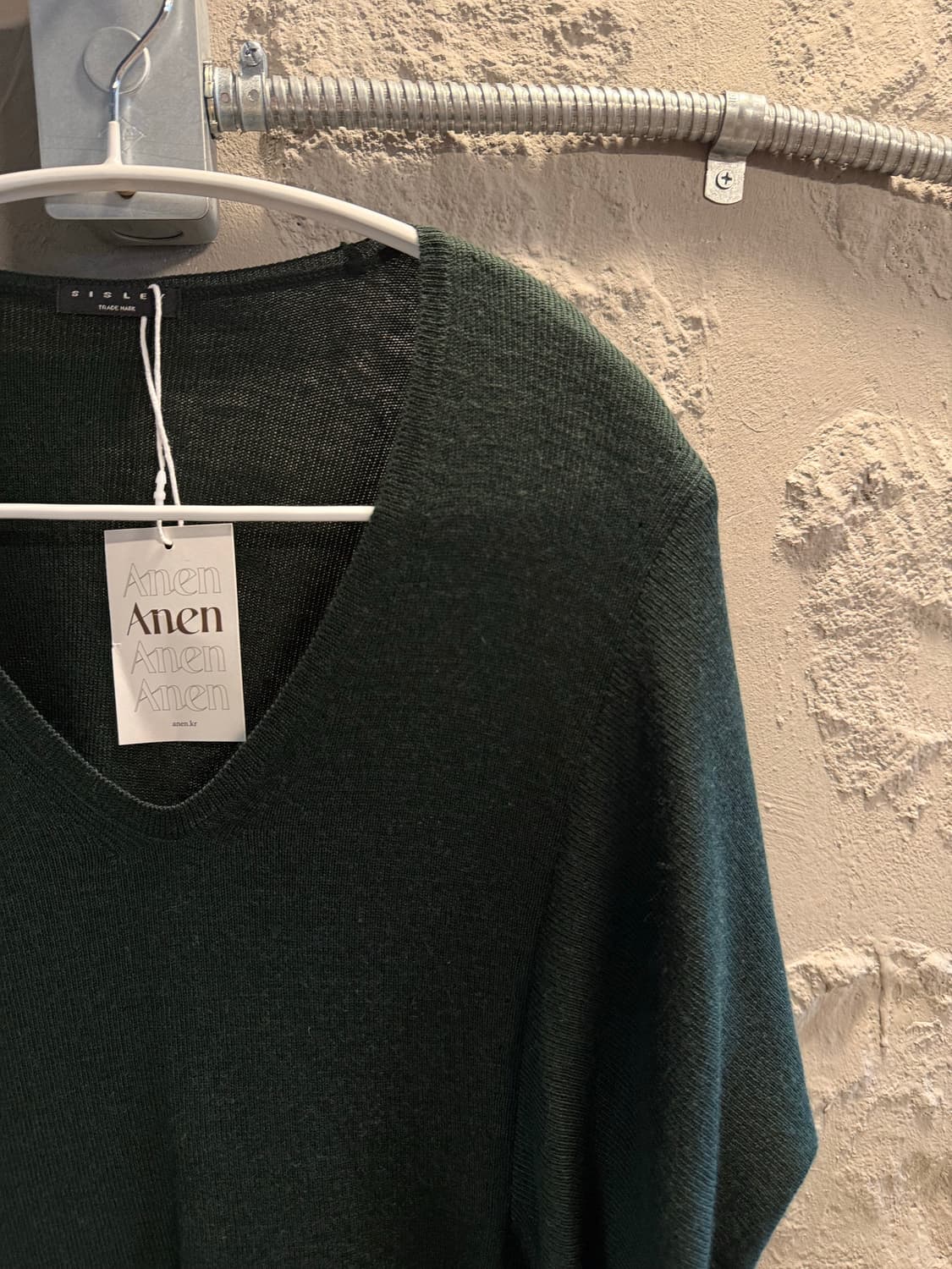 시슬리 SISLEY 울 V넥 니트 다크그린 ONE SIZE 상품이미지3