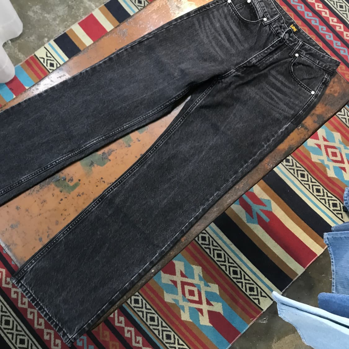Lee 리 흑청 워시드 스트레이트 데님 팬츠 허리 26 사이즈  상품이미지4