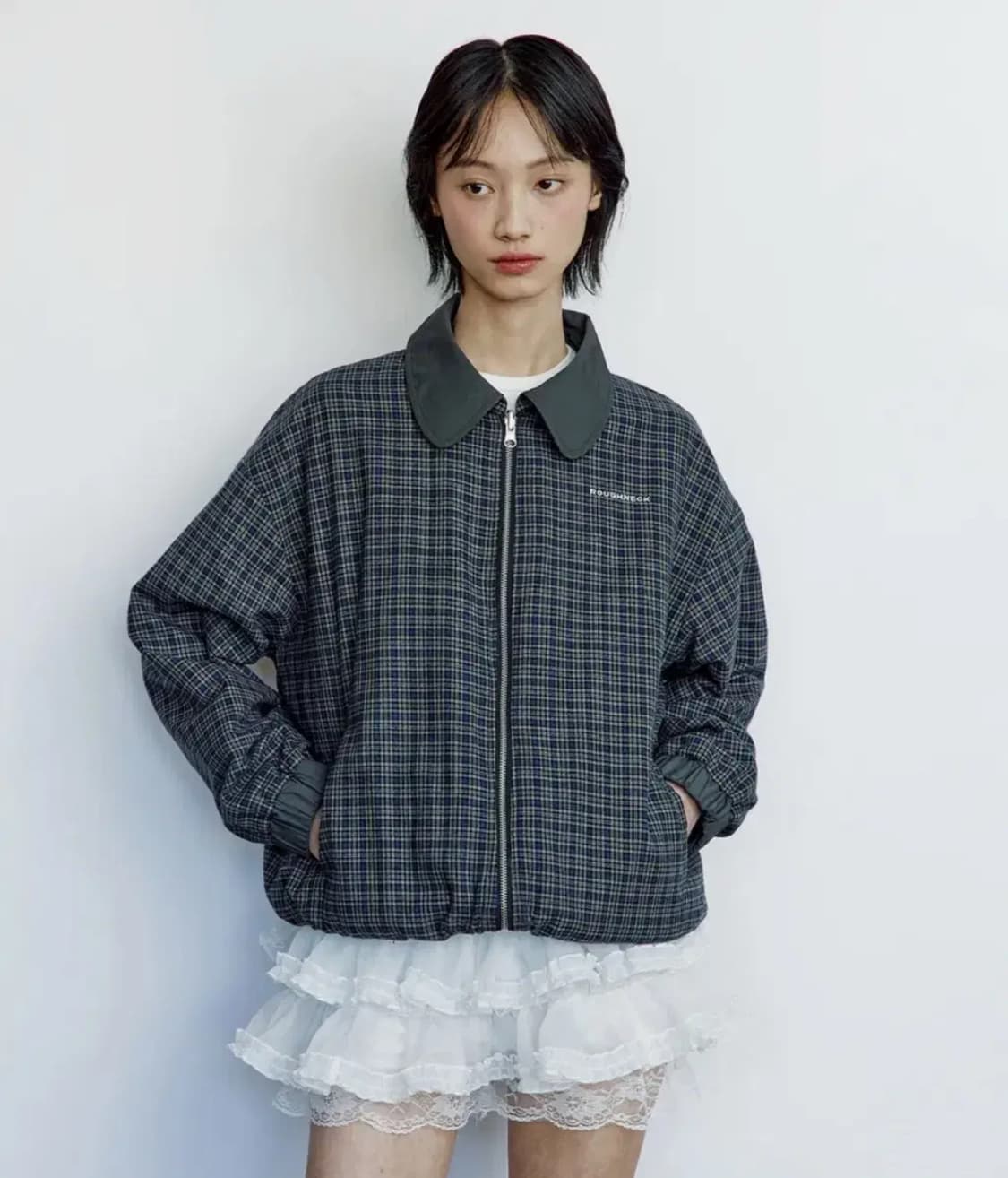 러프넥 체크 리버서블 자켓 상품이미지1