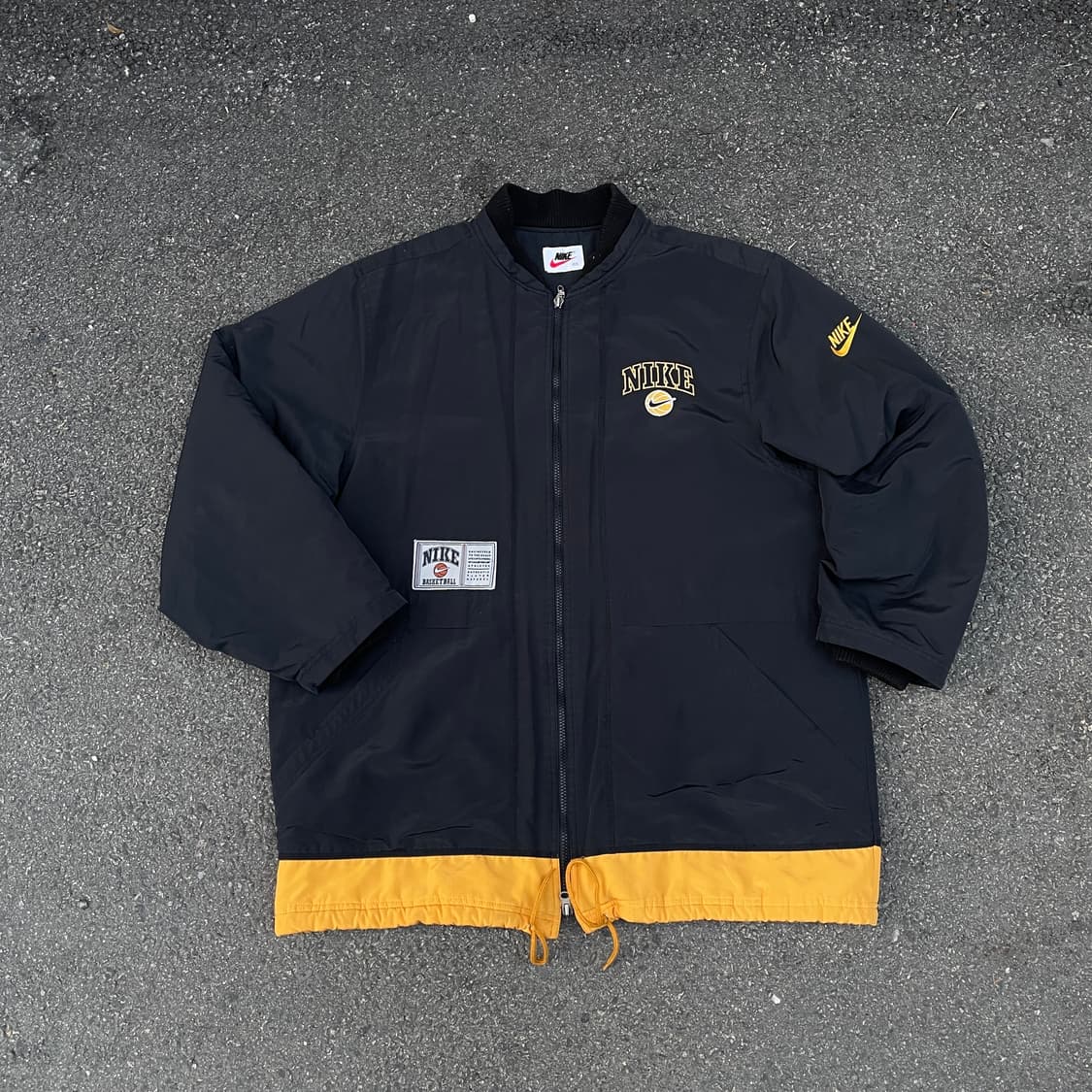 90s 나이키 베스킷볼 자수 빅로고 올드스쿨 투톤 배색 누빔 돕바 점퍼 상품이미지4