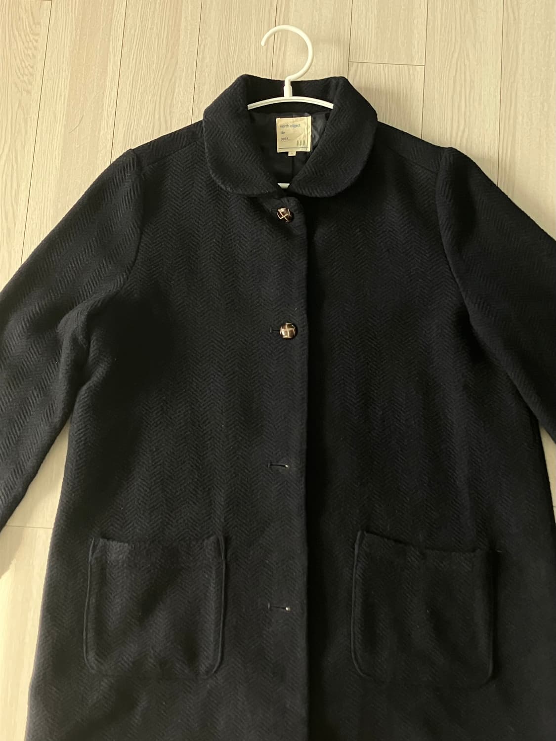 둥근 카라 코트 메론빵 단추 일본빈티지 모리걸 네이비 상품이미지2