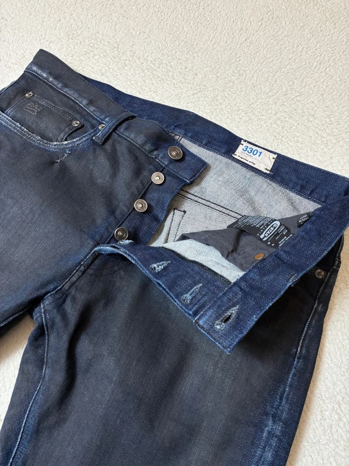 지스타로우 3301 왁스드 스트레이트 데님 팬츠 PN7939 상품이미지3