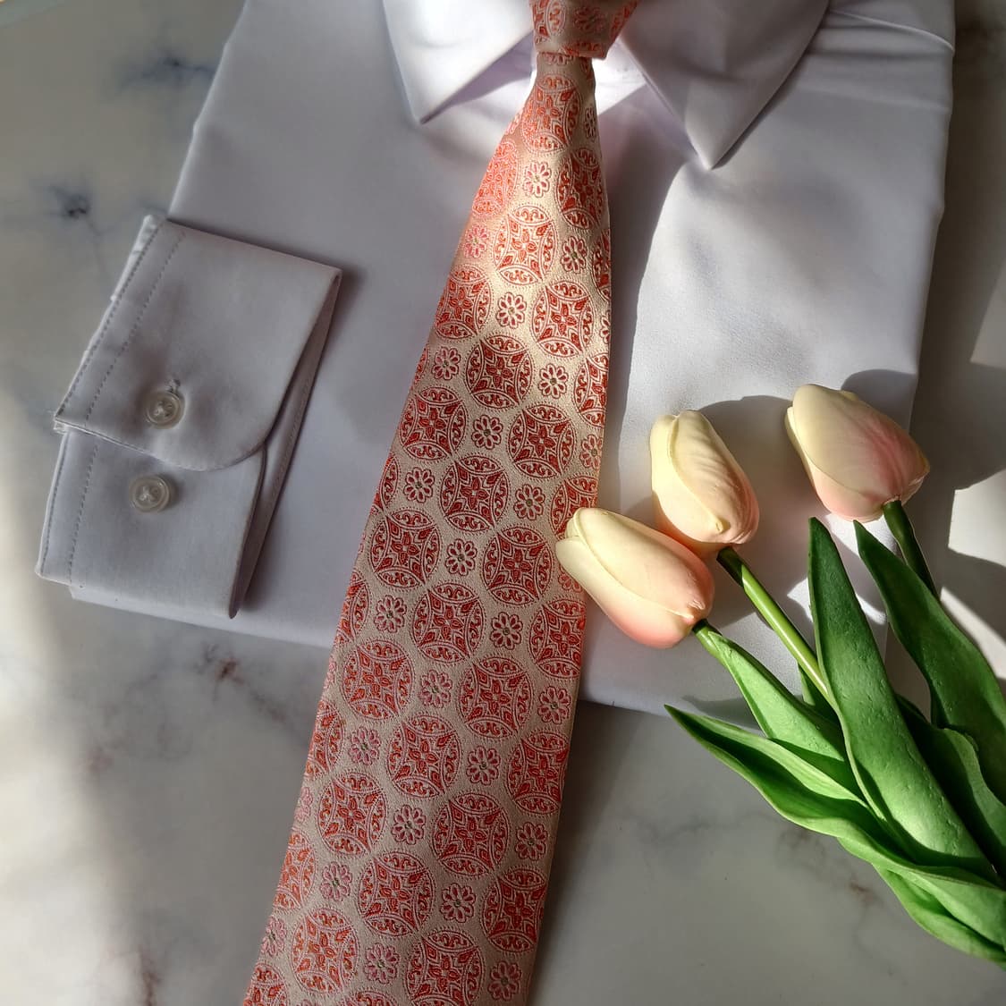 밀라숀 실크 핑크 자카드 패턴 넥타이 9.5cm A+~A등급 A19766 상품이미지7