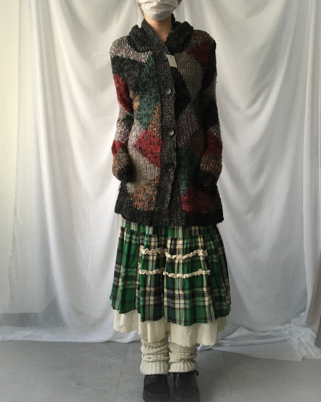 Color mixed hood knit cardigan 상품이미지1