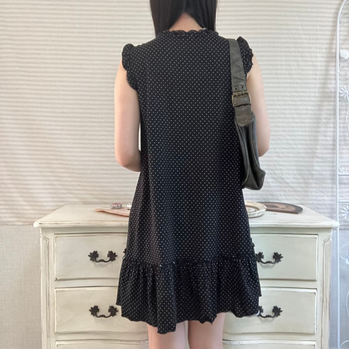 jpn vintage 블랙 도트 레이스 원피스 y2k 스트릿 갸루 펑키 상품이미지5