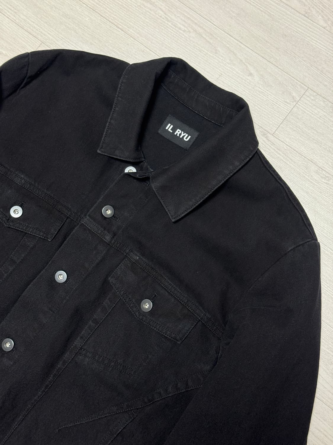 일류 Misaligned denim jacket (Black) 1 상품이미지3