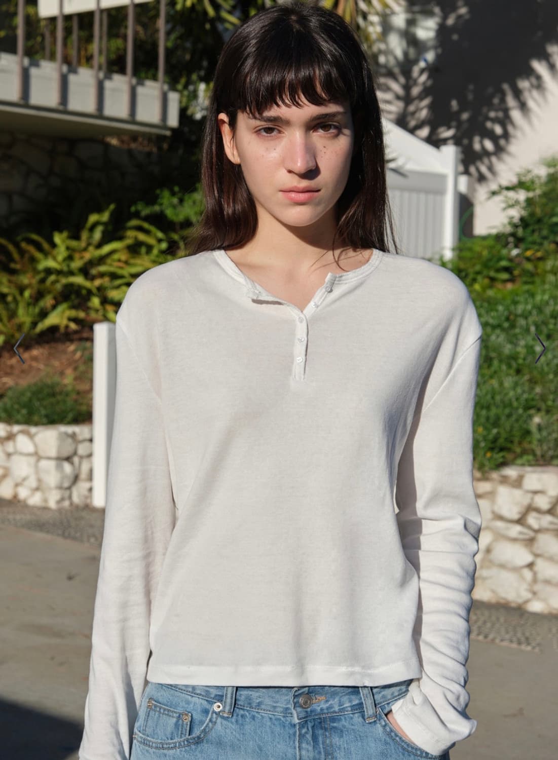 Relaxed Henley Tee Ivory 상품이미지2