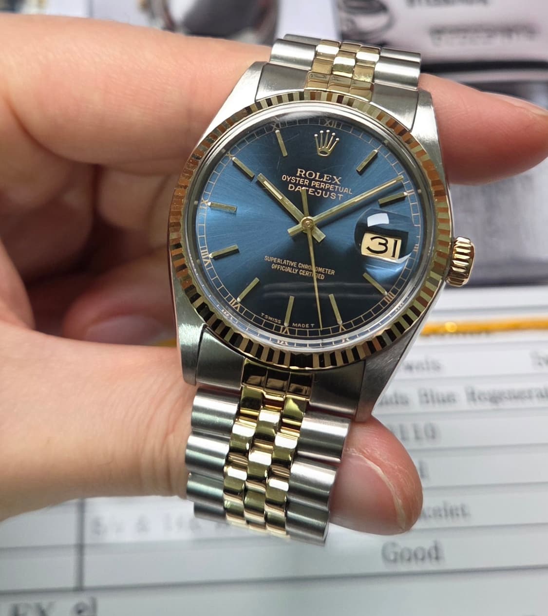 롤렉스 데이저스트 16013 콤비 네이비청판 쥬빌리줄 (감정서 포함) 상품이미지2