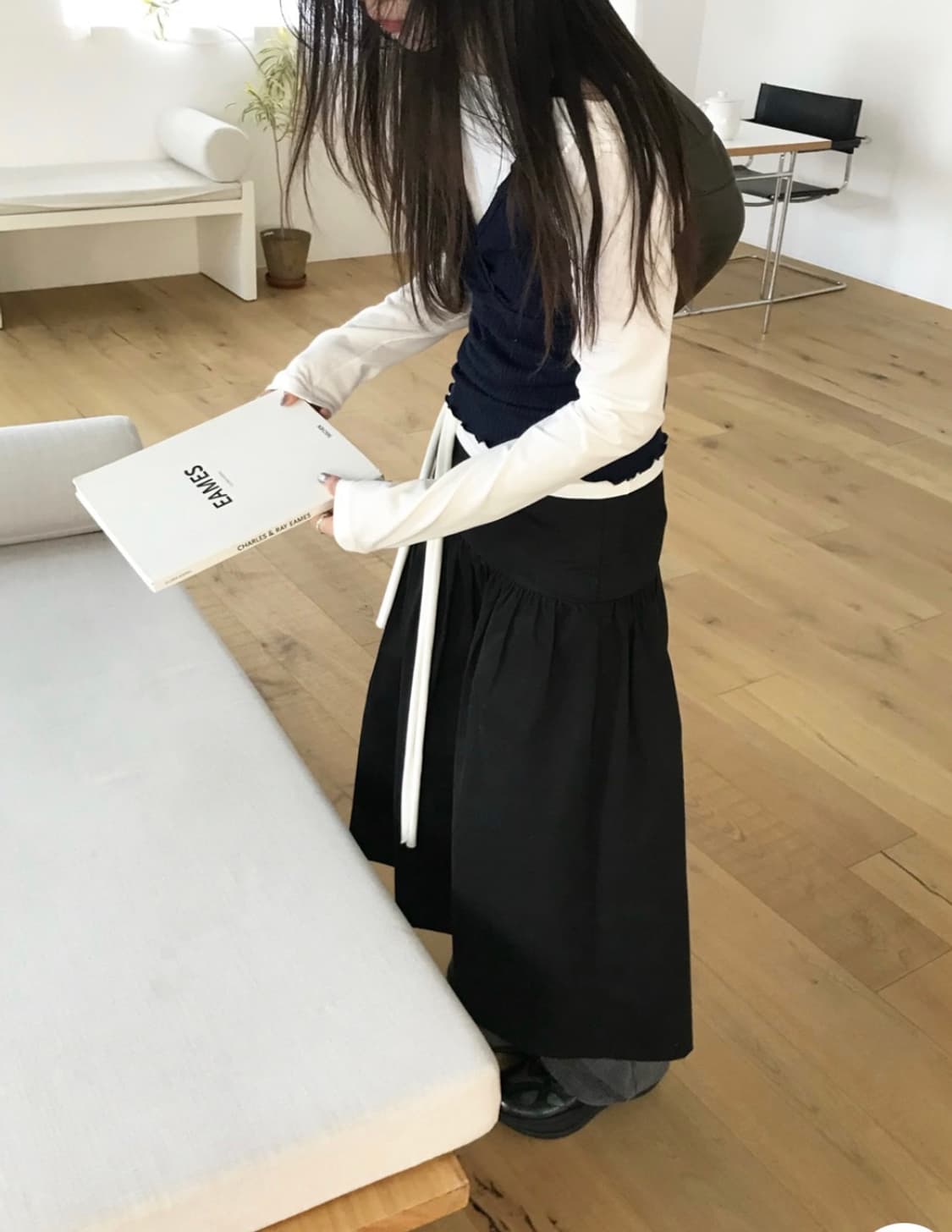 오브나인_flare shirring long skirt_M [새상품] 상품이미지1