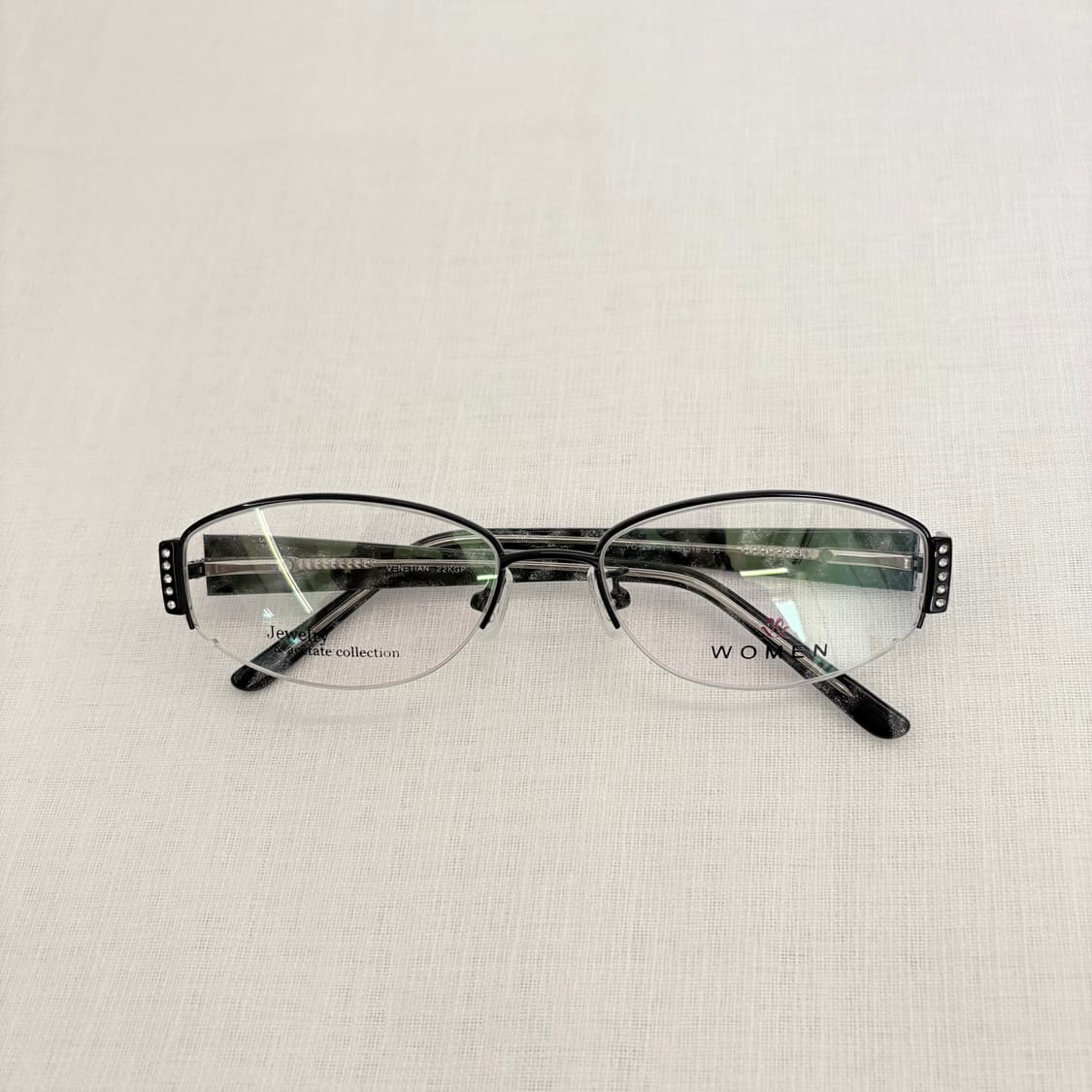 VENETIAN 블랙 큐빅 반무테 빈티지안경 상품이미지6
