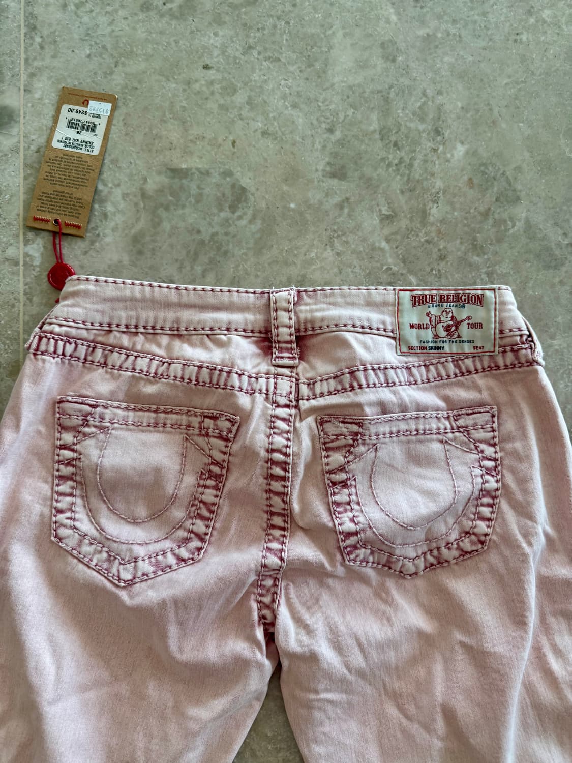 TrueReligion 트루릴리전 딸기우유색 스키니 바지 상품이미지1