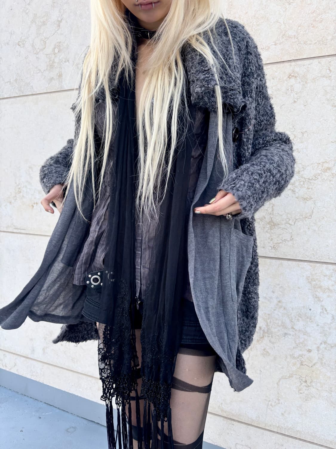 “Vintage” Y2K Draped Grey Cardigan 상품이미지6
