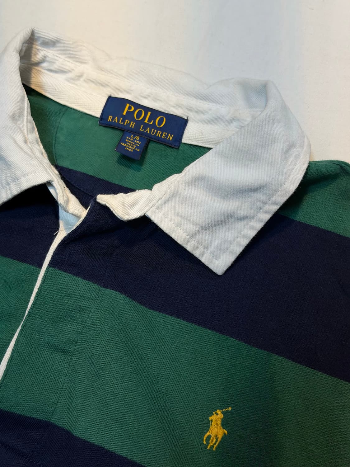 폴로 랄프로렌 스트라이프 롱슬리브 럭비티 그린 네이비 상품이미지2