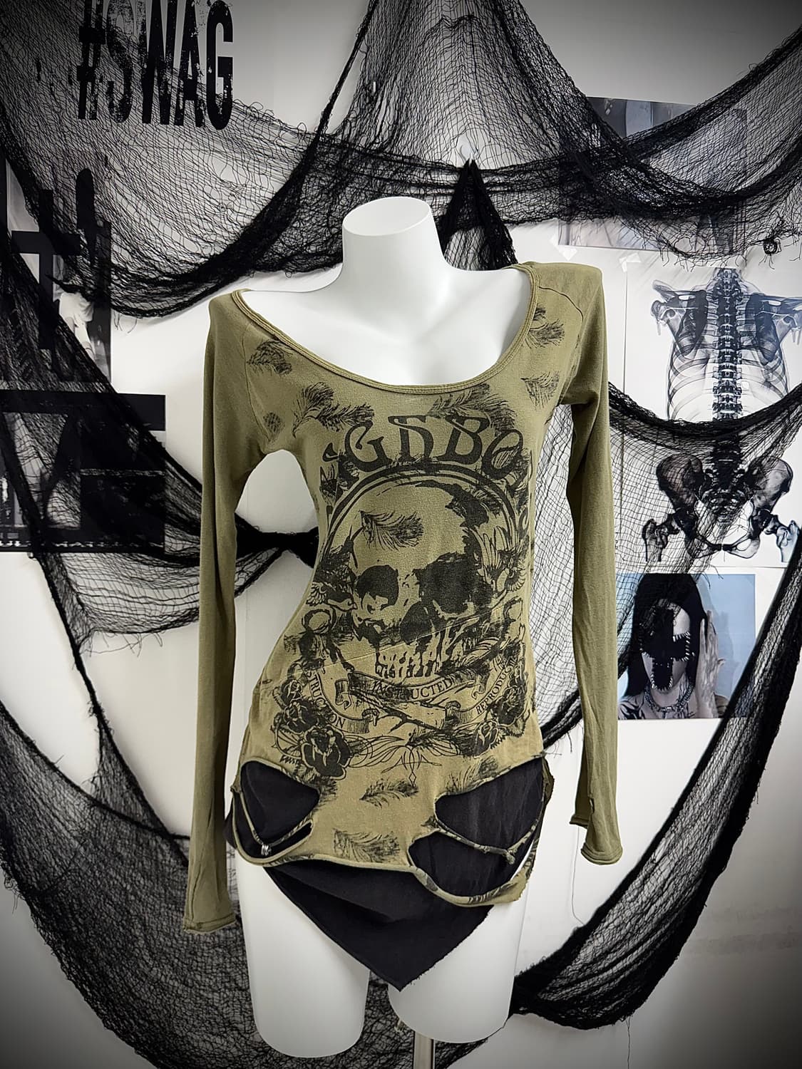 00s grunge skull printing longsleeve 상품이미지1