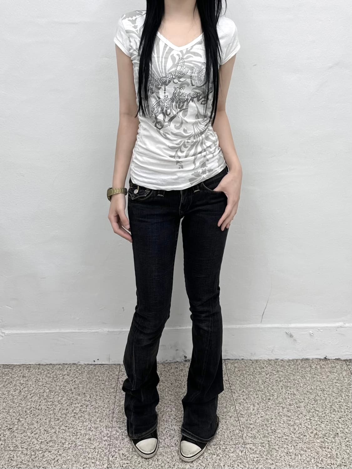 Floral pattern cubic lettering short sle 상품이미지1
