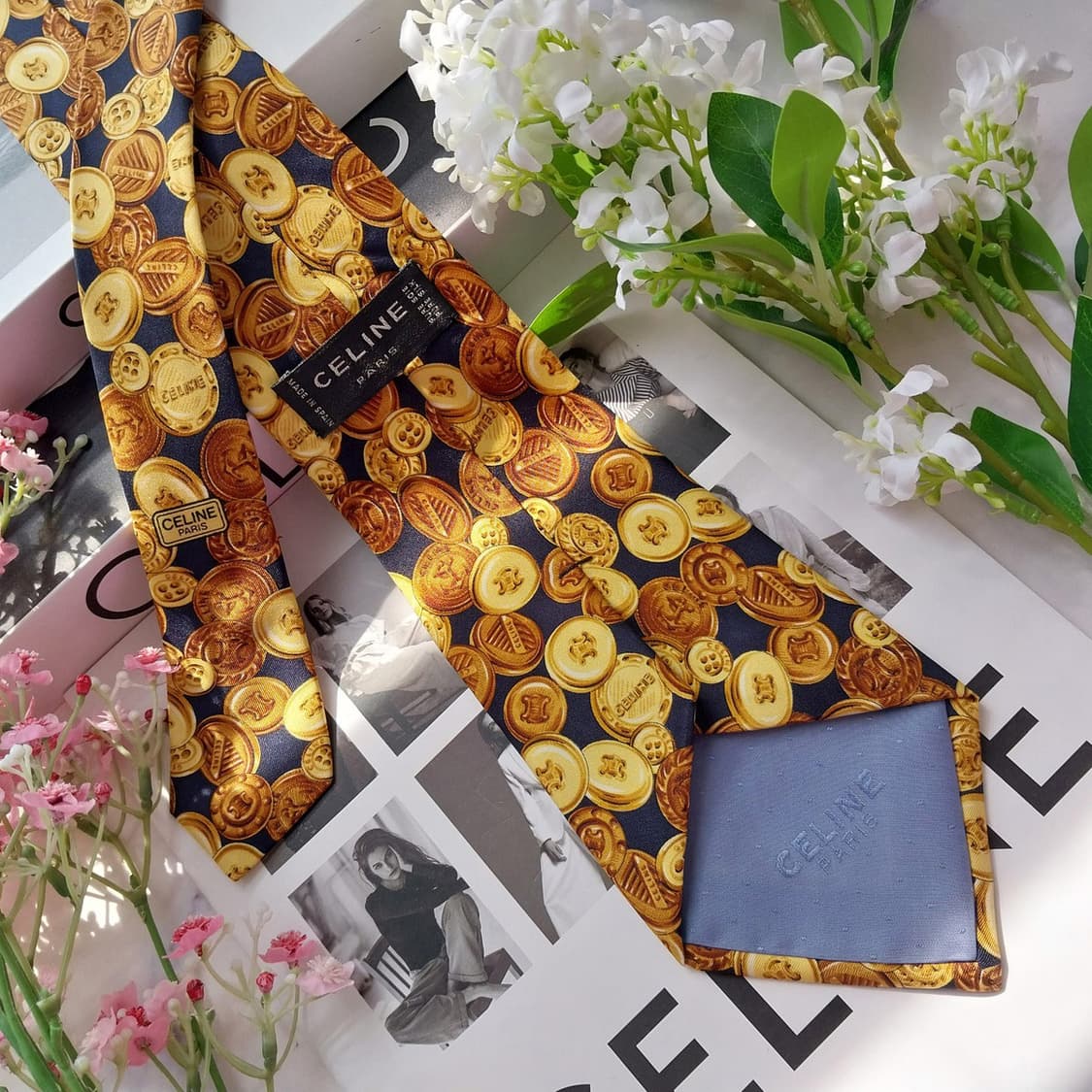 
셀린느 실크 트리오페 골드 패턴 넥타이 9.6cm A+등급 K2265 상품이미지5