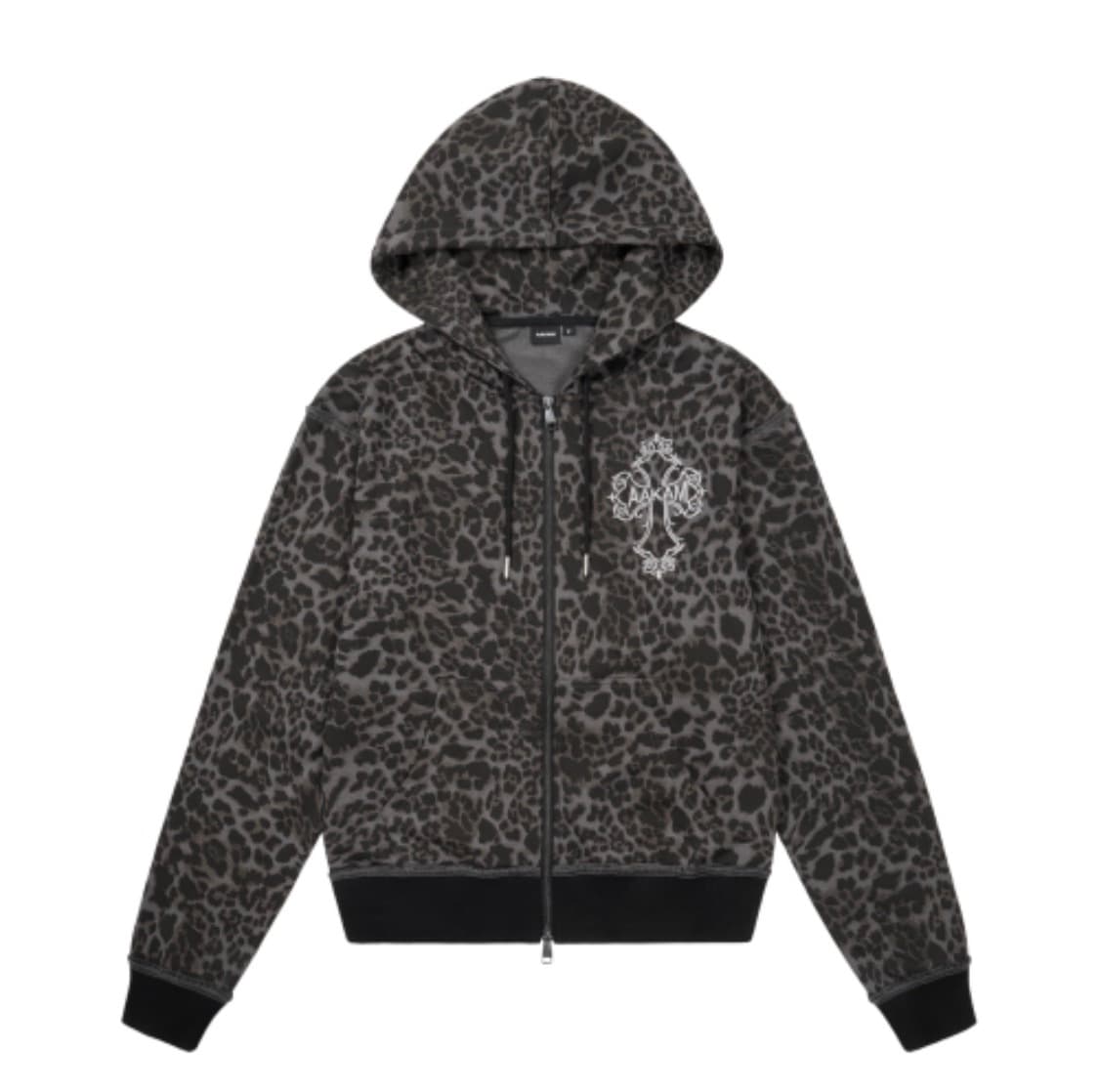 [다영X아캄] Leopard Zip-Up Hoodie (Charcoal) 상품이미지2