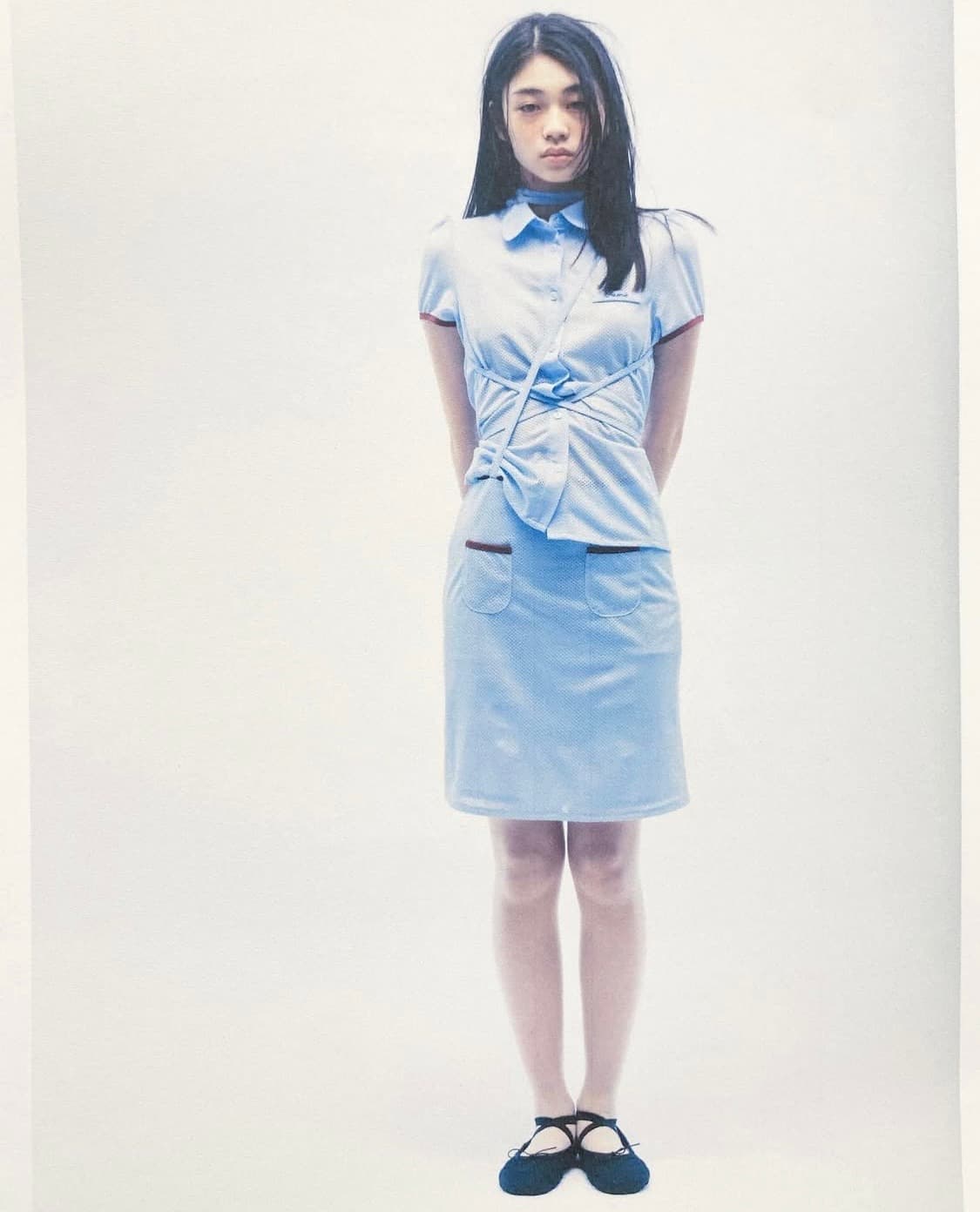 mesh blouse+skirt setup (blue) 상품이미지1