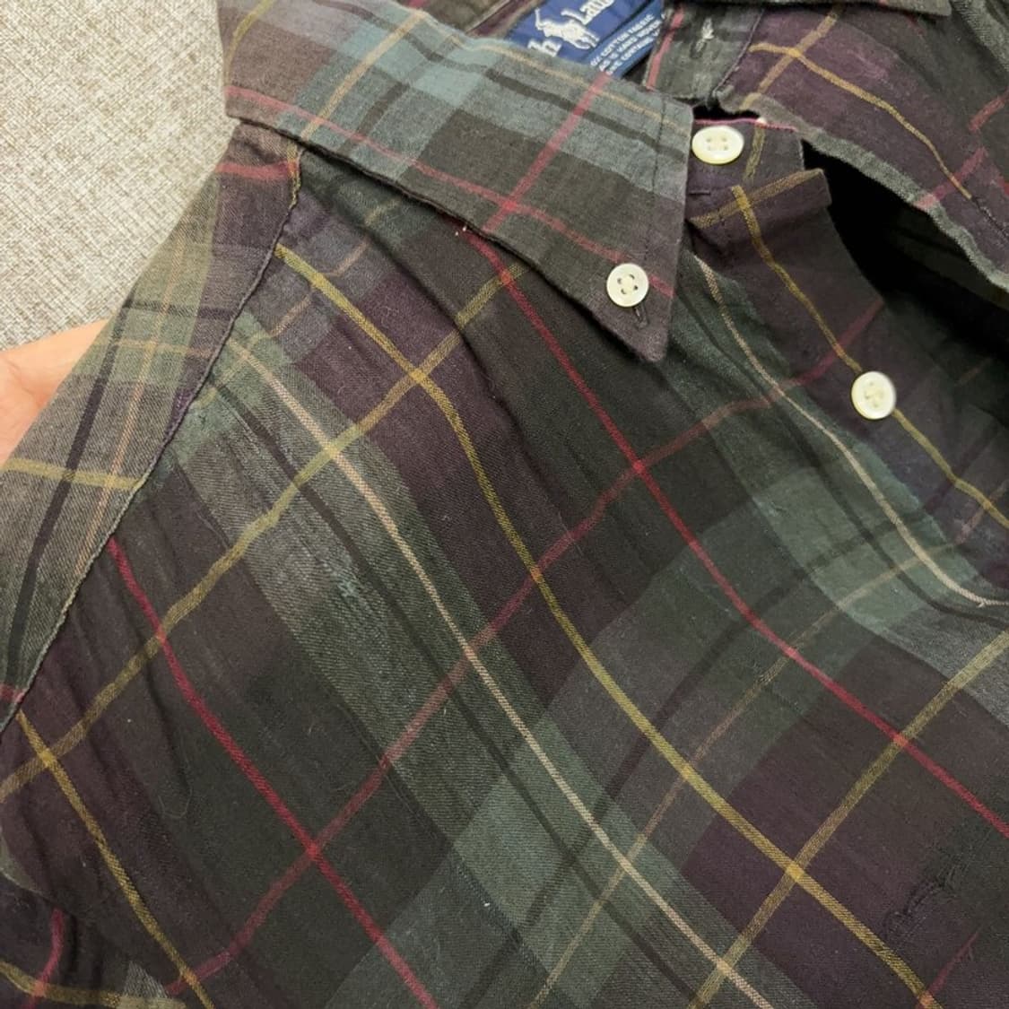 폴로 랄프로렌 자수 여름 빈티지 체크 셔츠 M P00048 상품이미지5