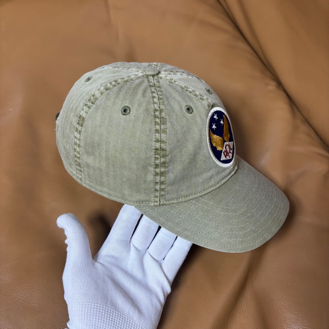 RRL 더블알엘 랄프로렌 폴로 윙로고 6패널 볼캡 모자 워시드 카키 상품이미지3