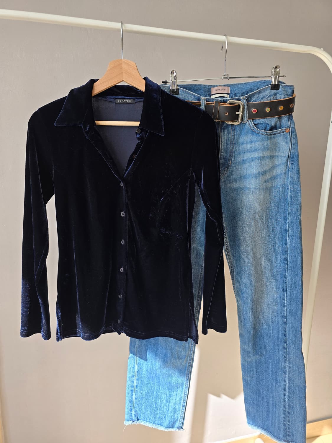 벨로아 셔츠 다크네이비 M 상품이미지1