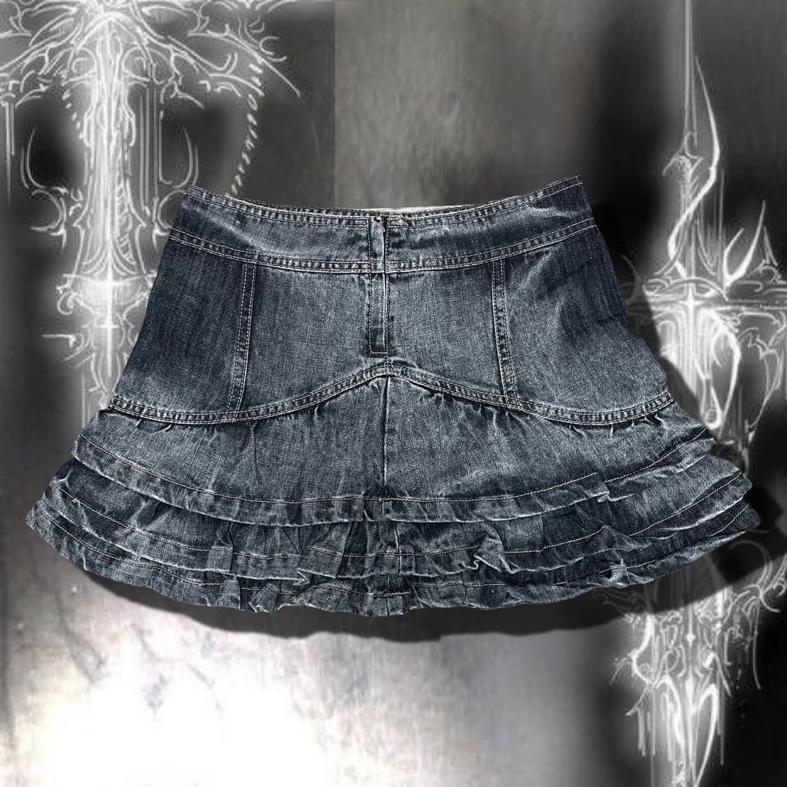 Black denim cancan skirt 상품이미지3