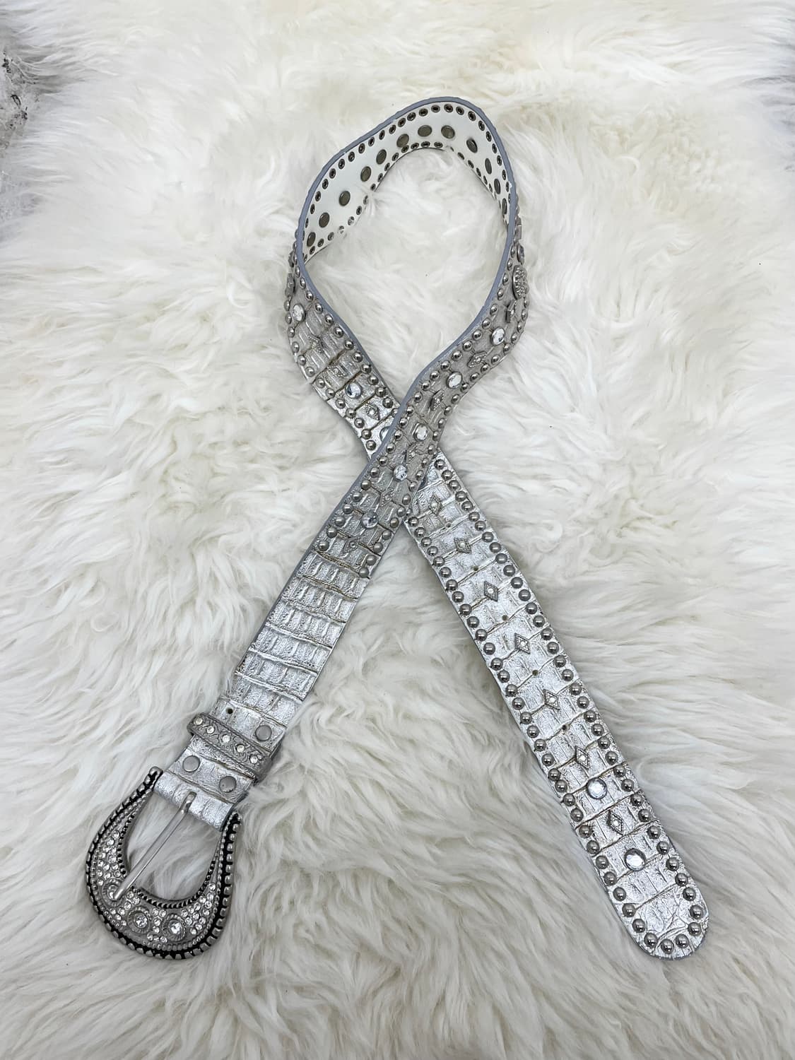 실버 볼드 큐빅 버클 벨트 상품이미지2