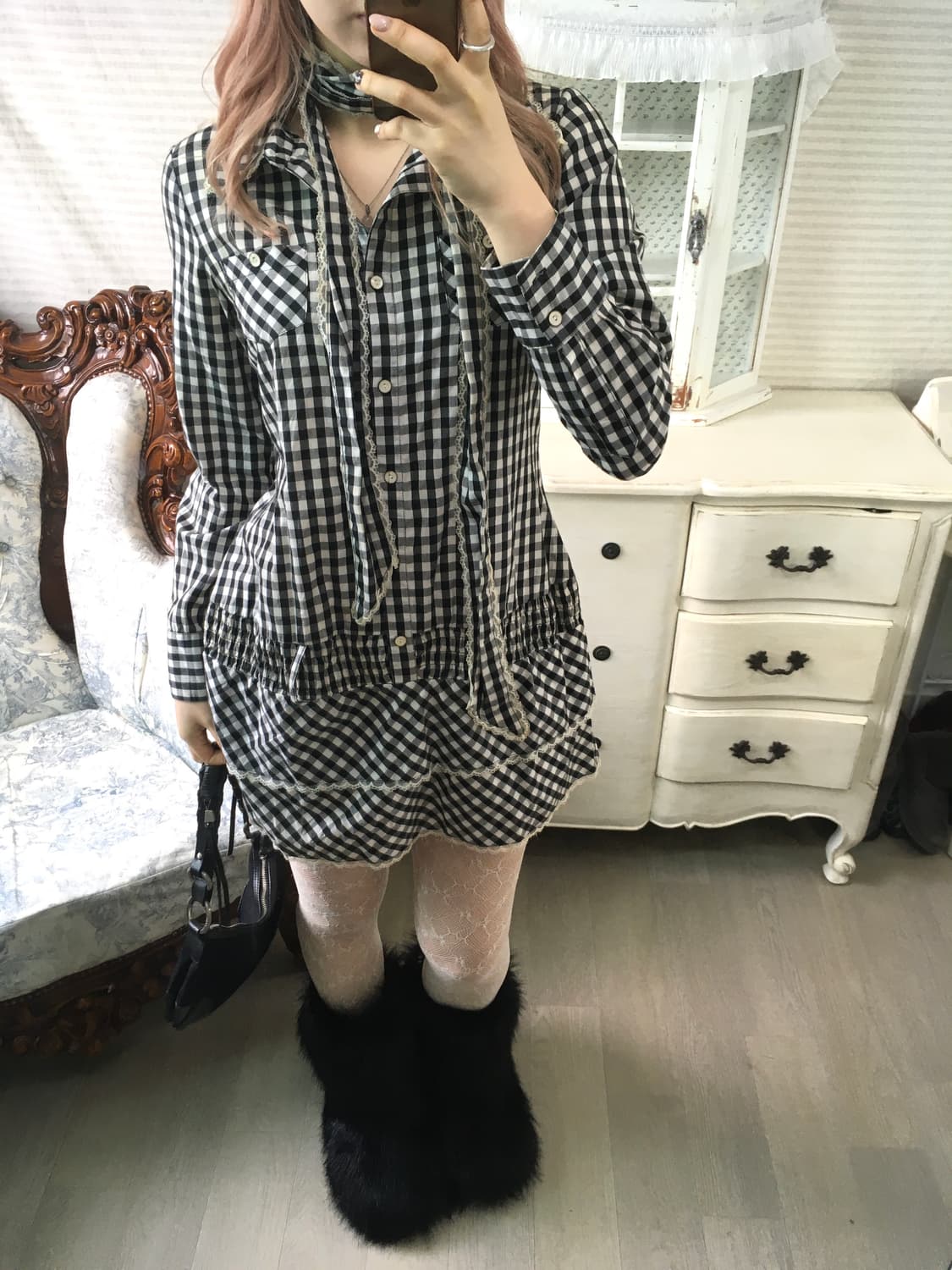 Tralala check frill dress 상품이미지6