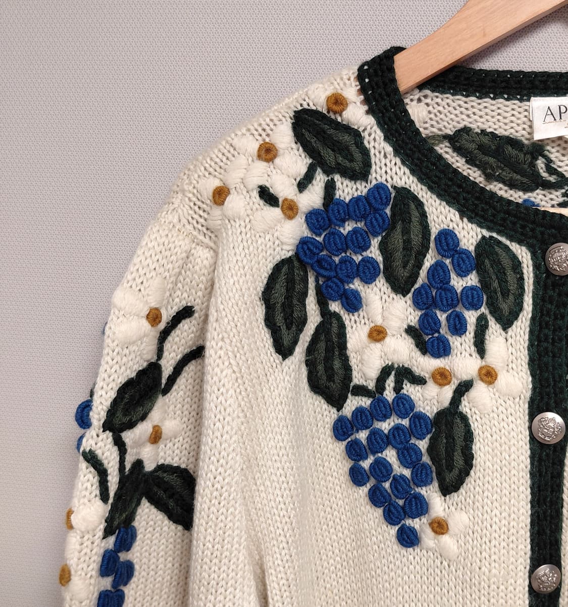 모리걸무드 울 블렌드 자수 빈티지 가디건 상품이미지2