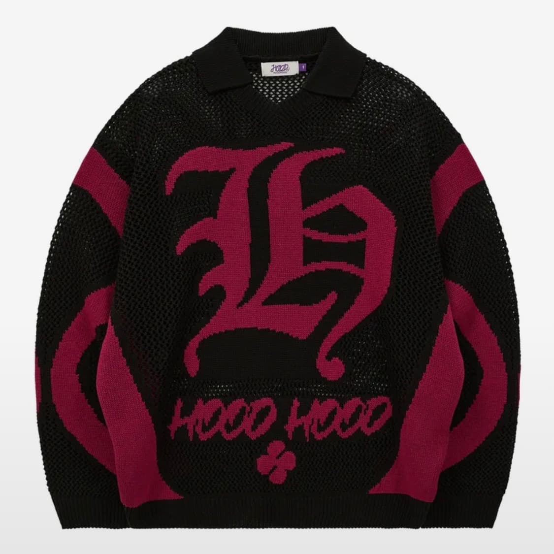 후드후드 H 카라 스카시 니트 블랙 상품이미지3