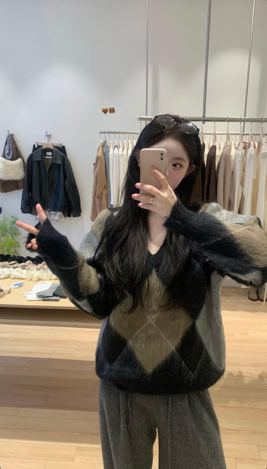 (새상품)누아누아 아가일 니트 상품이미지1