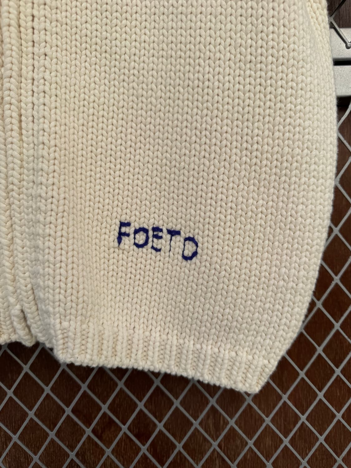 FOETO 포에토 로고 아이보리 반팔 니트 집업 가디건 F 상품이미지2