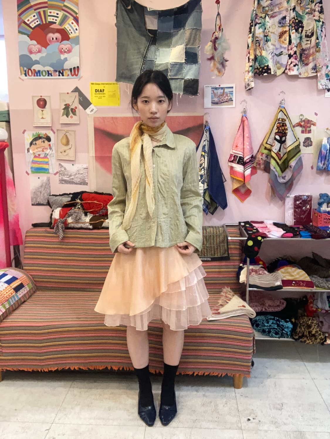 착샷) 코랄 캉캉 플레어 끈나시 파티 드레스 상품이미지10