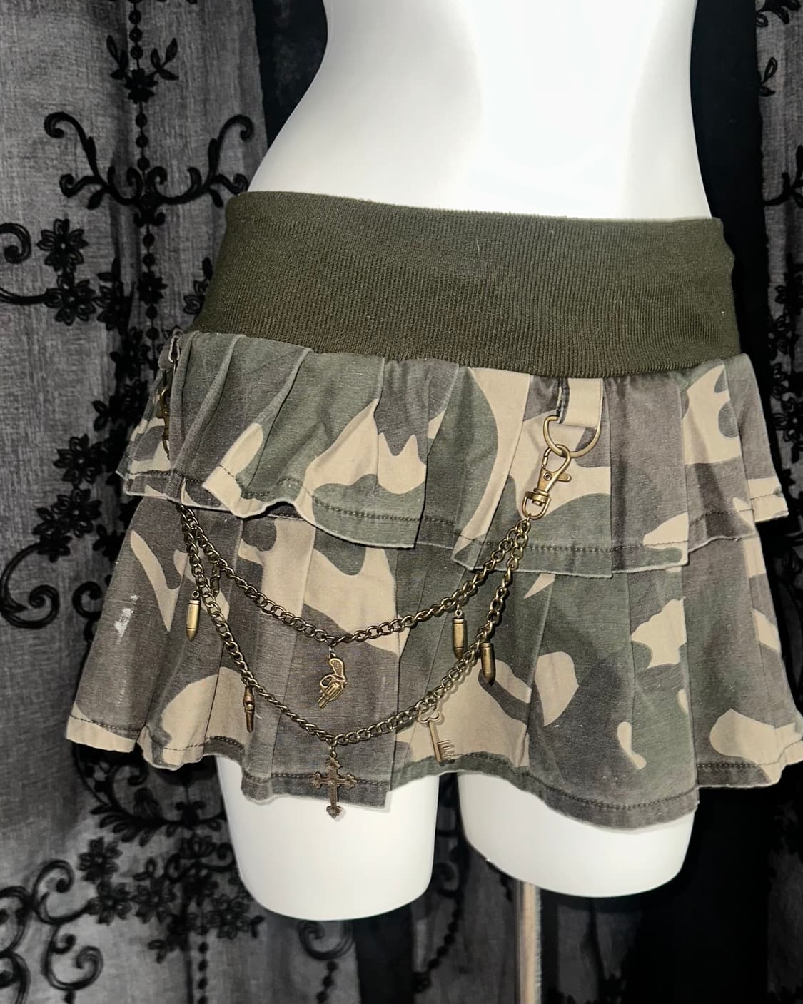 camouflage chain layered mini skirt 상품이미지2