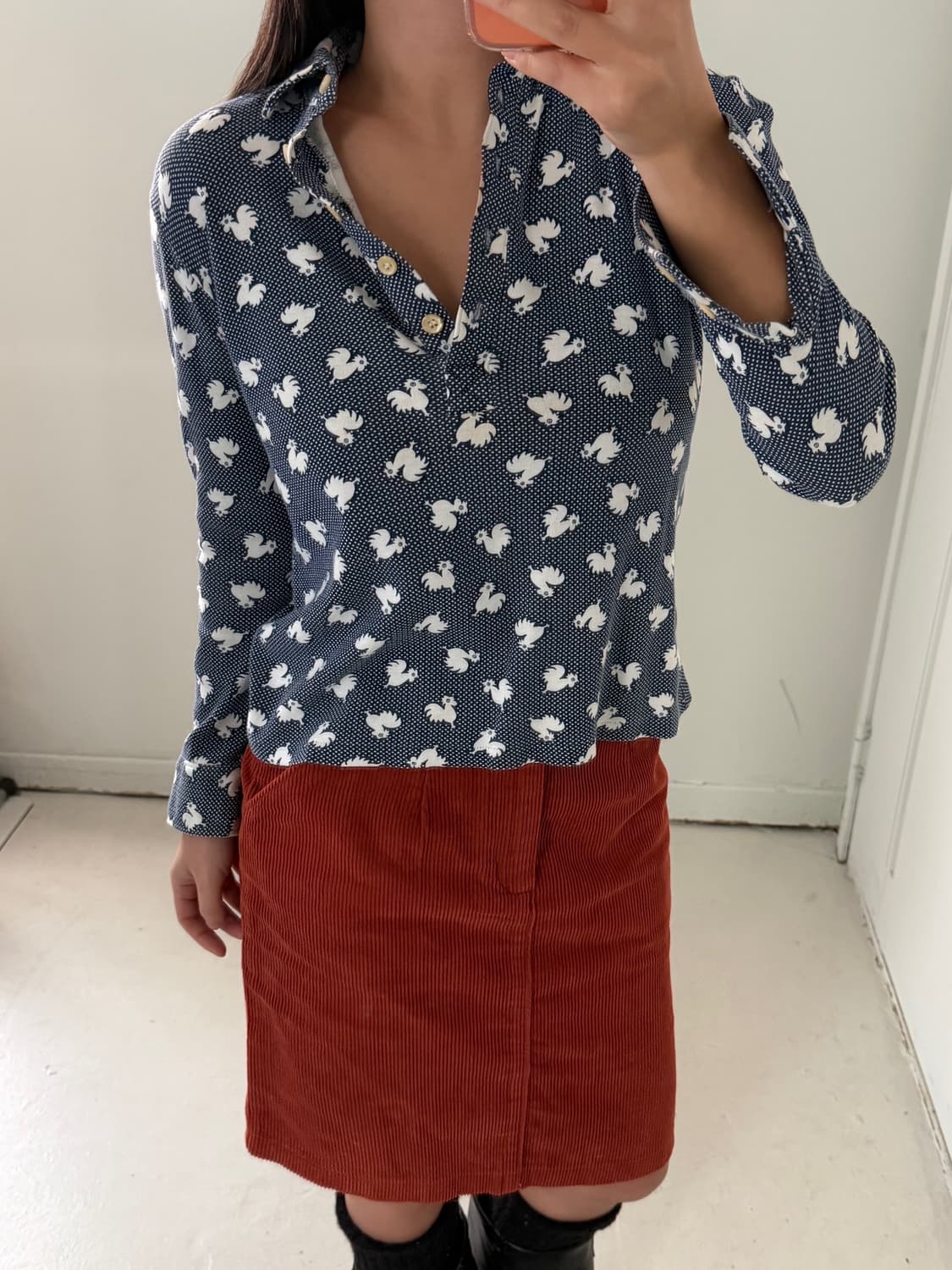 일본빈티지 패턴 카라 롱슬리브 상품이미지1