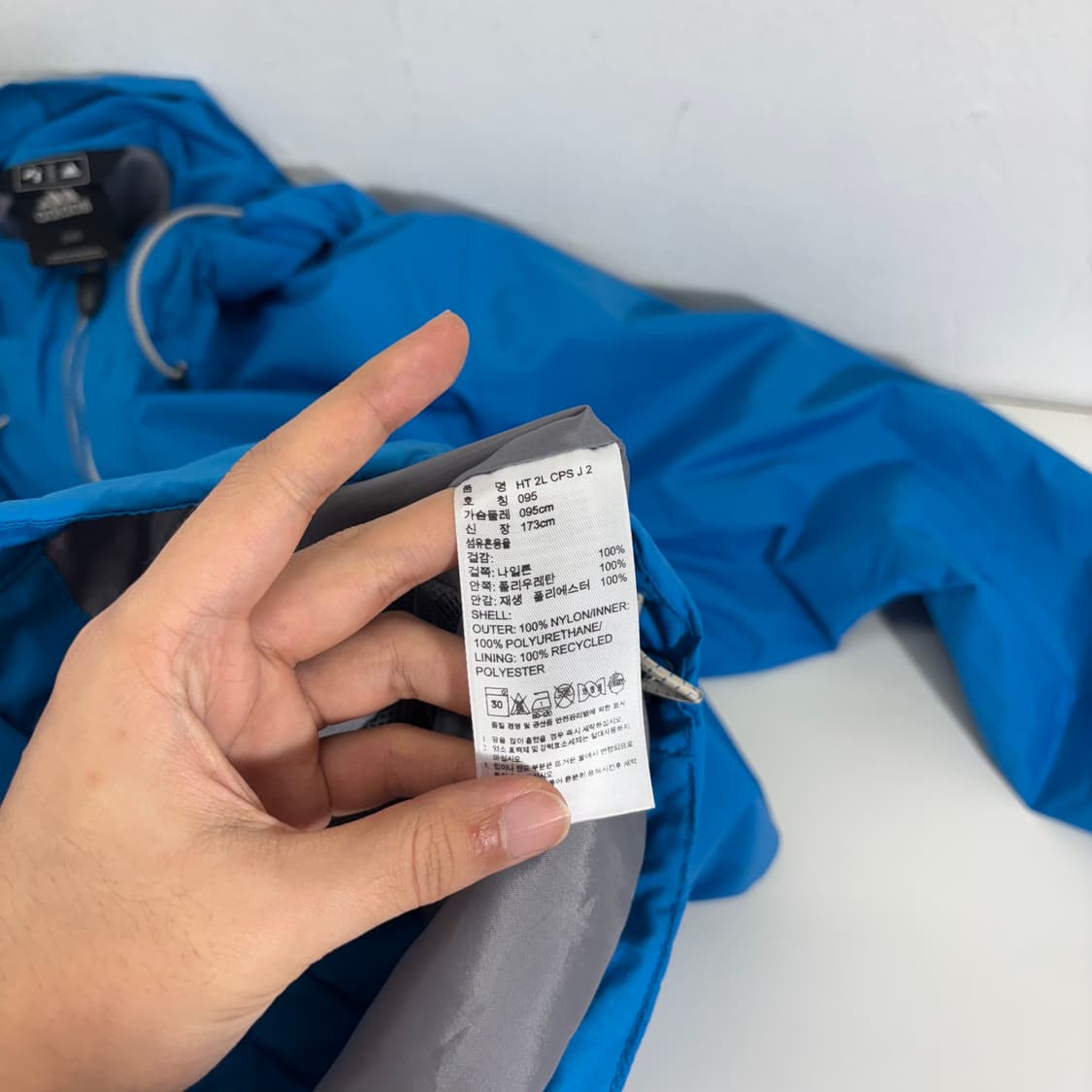 95 M 아디다스 아웃도어 스카이블루 CLIMAPROOF 방풍 바막자켓 상품이미지5