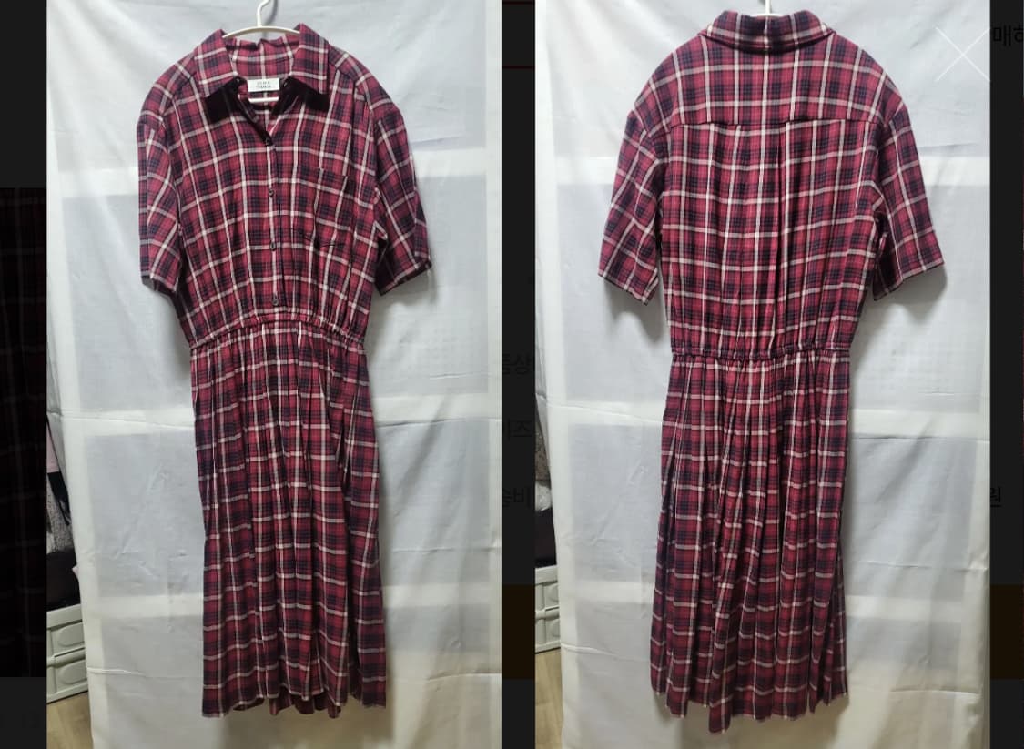 스튜디오 톰보이 레드 체크 플리츠 미디롱 원피스 상품이미지3