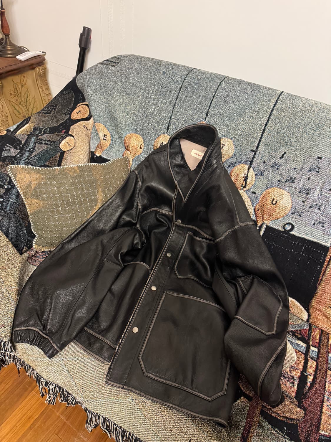 바벨 오브젝트 25SS 커버올 레더 자켓 블랙 상품이미지2