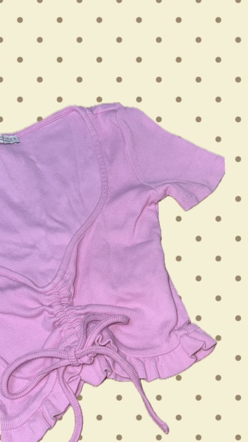 자라 하이틴 딸기우유 셔링 크롭티(S) 상품이미지2