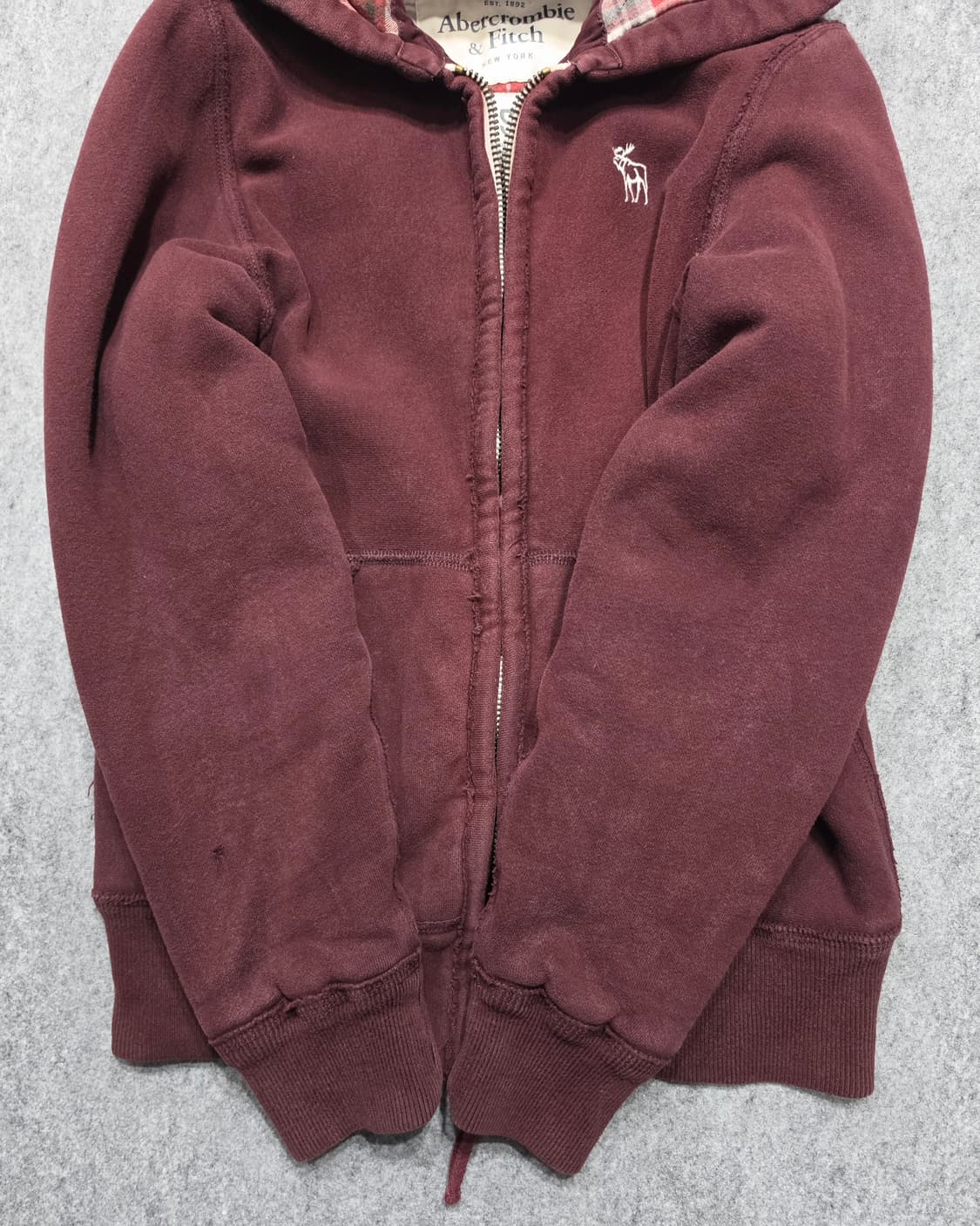 아베크롬비 앤 피치 헤비웨이트 체크안감 빈티지 후드집업 S 상품이미지6