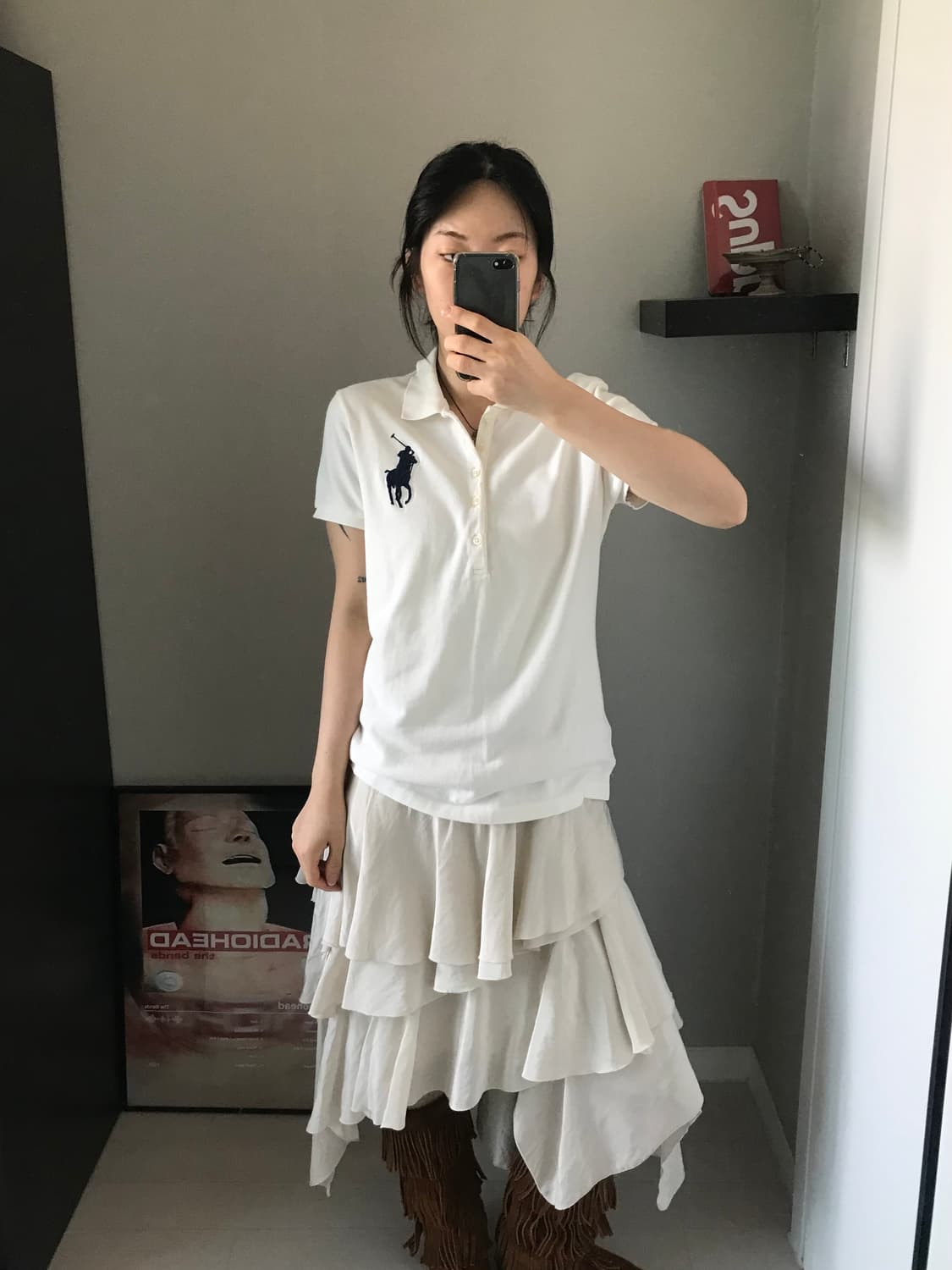 폴로 랄프로렌 빅 포니 로고 화이트 반팔 카라티 상품이미지3