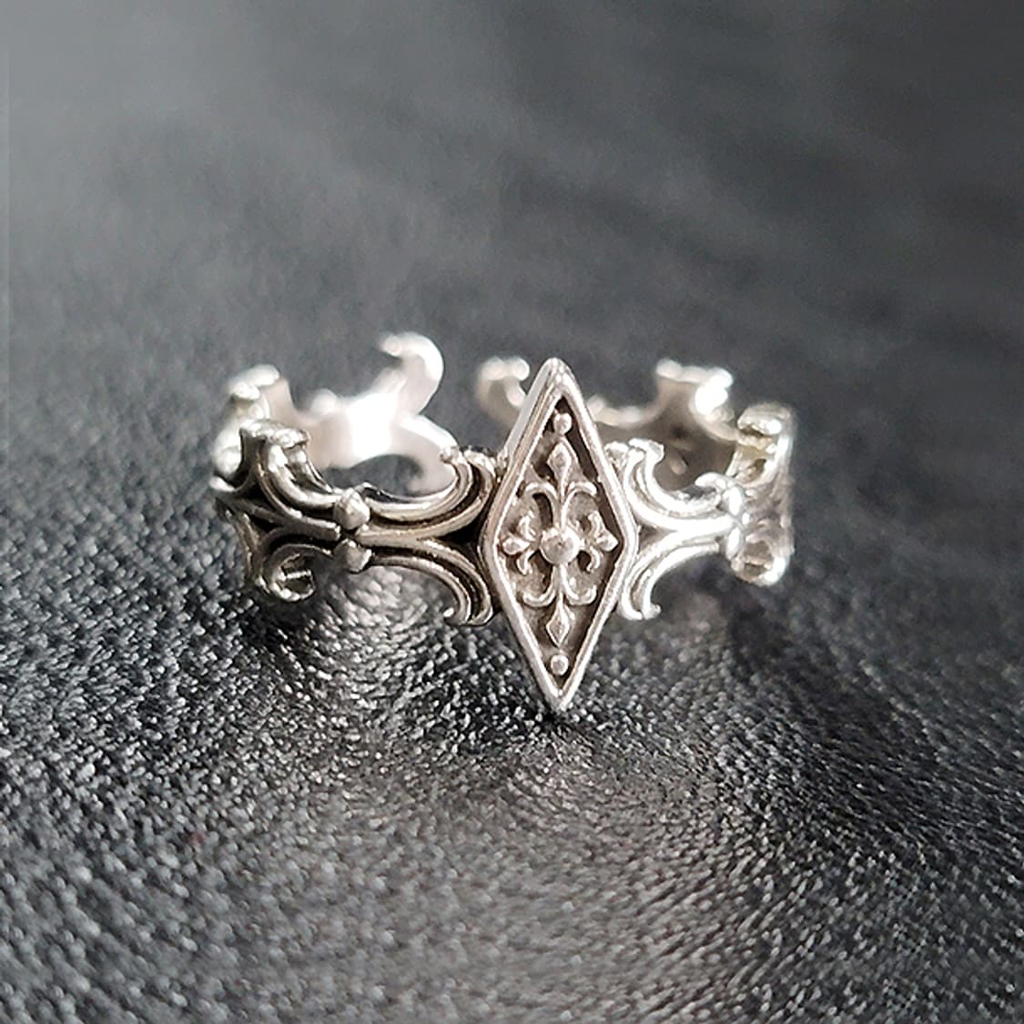 Loxmar 백동 남자 엔틱 빈티지 명품 다이아 꽃 십자가 반지 상품이미지1