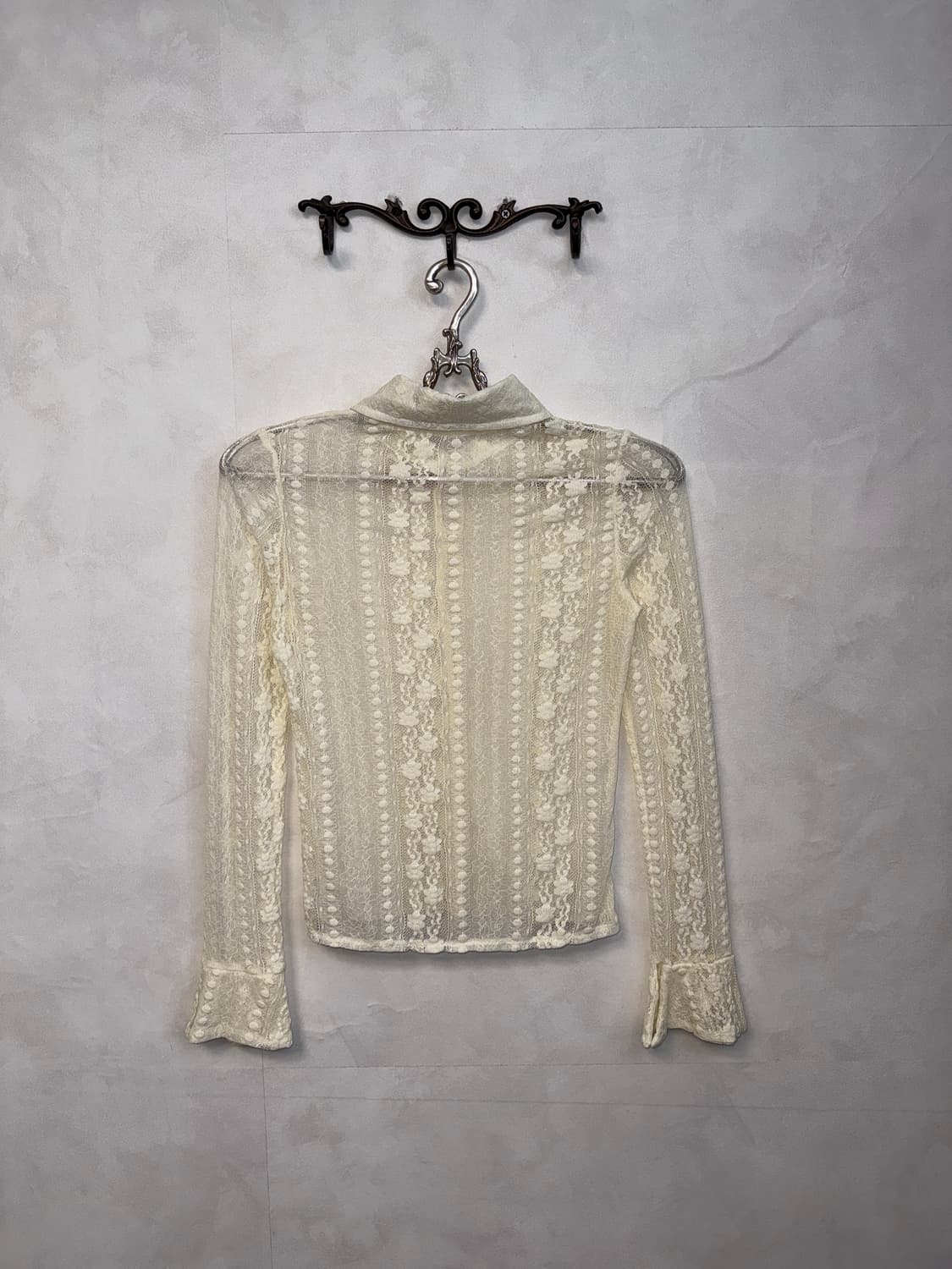 Ivory bohemian floral lace blouse 상품이미지3